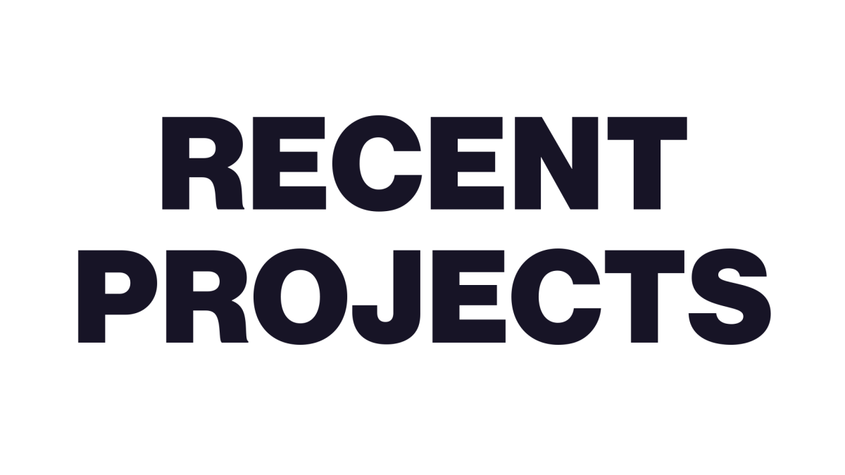 Black text on a light grey background reads RECENT PROJECTS in large, bold, all-caps font, highlighting standout Production Art created for leading Video Games.